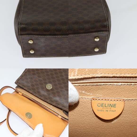 CELINE Macadam Canvas Hand Bag Pvc Leather Brown Gold - Picture 11 of 13